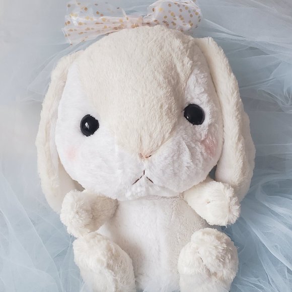 Pote Usa Loppy - Premium Ribbon XL Rabbit Plushie (Beige) - Picture 1 of 4